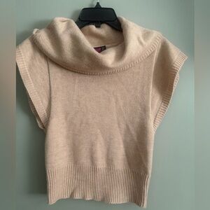 Say What? Wool Blend Camel Cowl Neck Pullover short sleeve Sweater size large